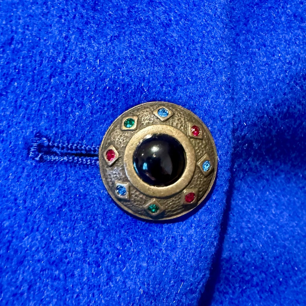 ESCADA Royal blue wool angora cashgora blazer jeweled buttons size 38 / US 8 - Picture 7 of 15